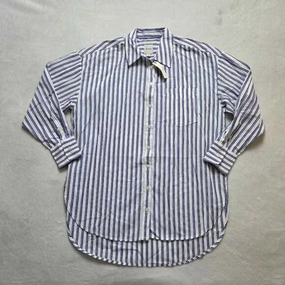 New S Anthropologie x Maeve the Bennet buttondown shirt in blue stripe - Picture 2 of 7